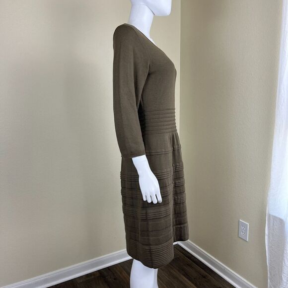 Sundance Women's Size M Sculptured Delight Silk Cotton Sweater Midi Dress Ruffle - Picture 5 of 11